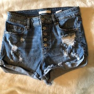 High waisted jean shorts